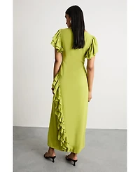 Warehouse Women's Side Split Ruffle Detail Maxi Dress