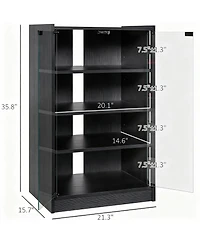 Yigii 4-Tier Media Cabinet with Tempered Glass Doors and Cable Management