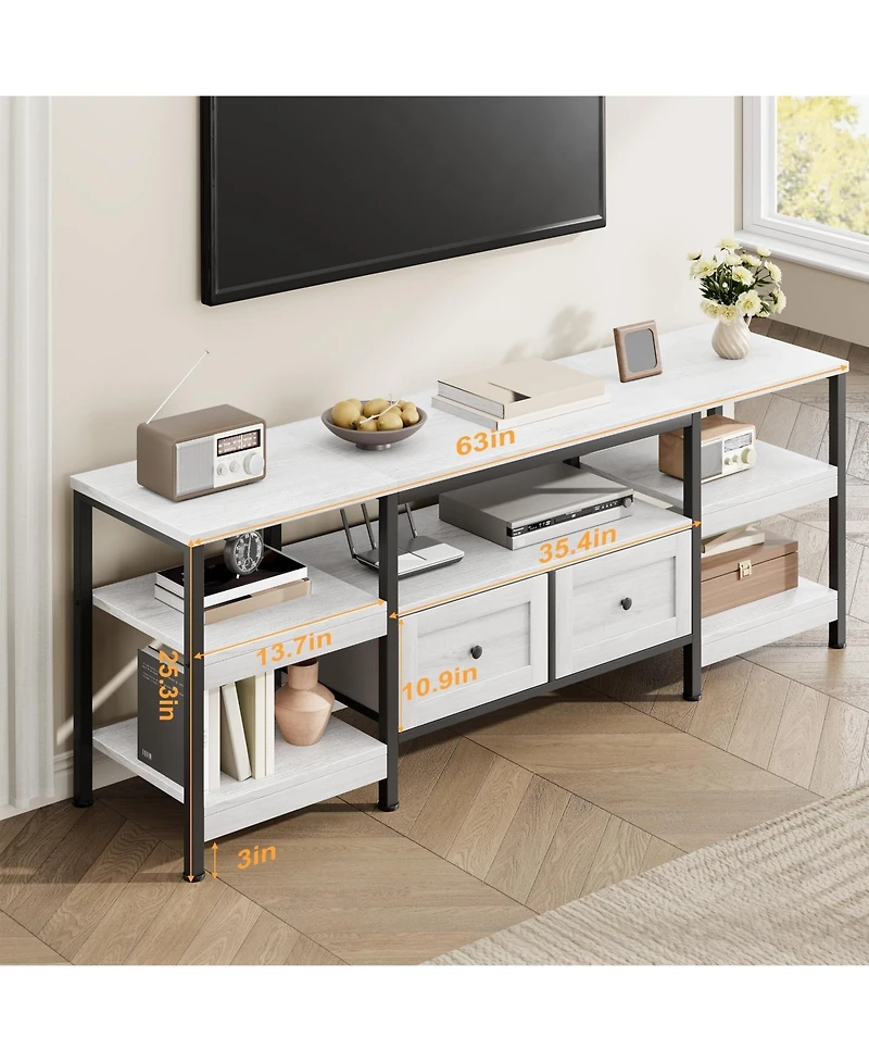 gaomon Industrial Media Console,Rustic Entertainment Center,Metal Frame Tv Stand with Storage DrawerFarmhouse Modern Tv Cabinet