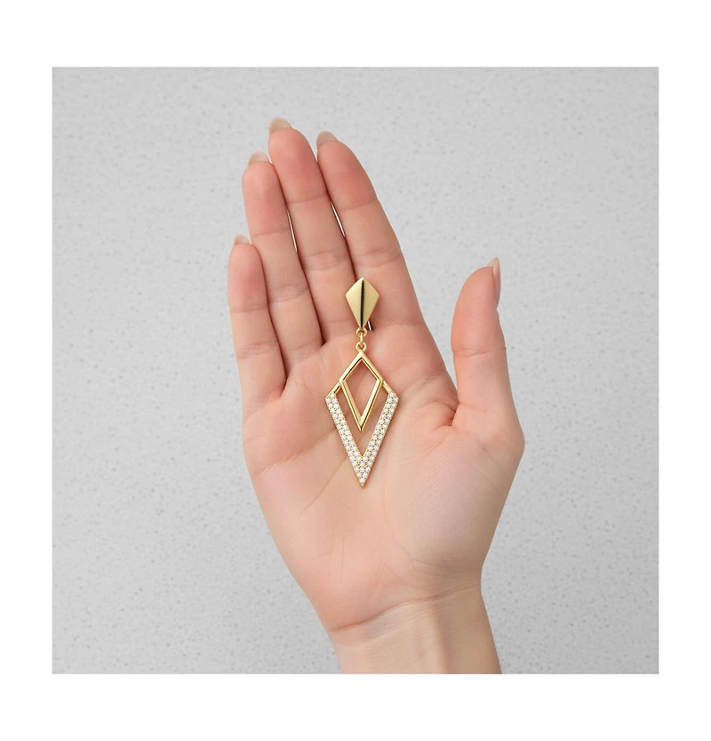 Rachel Glauber Cubic Zirconia Geometric Drop Earrings