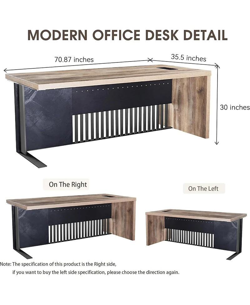 Logicfox Executive Office Desk with Stainless Steels Sturdy Frame 1.97IN Thick Desktop