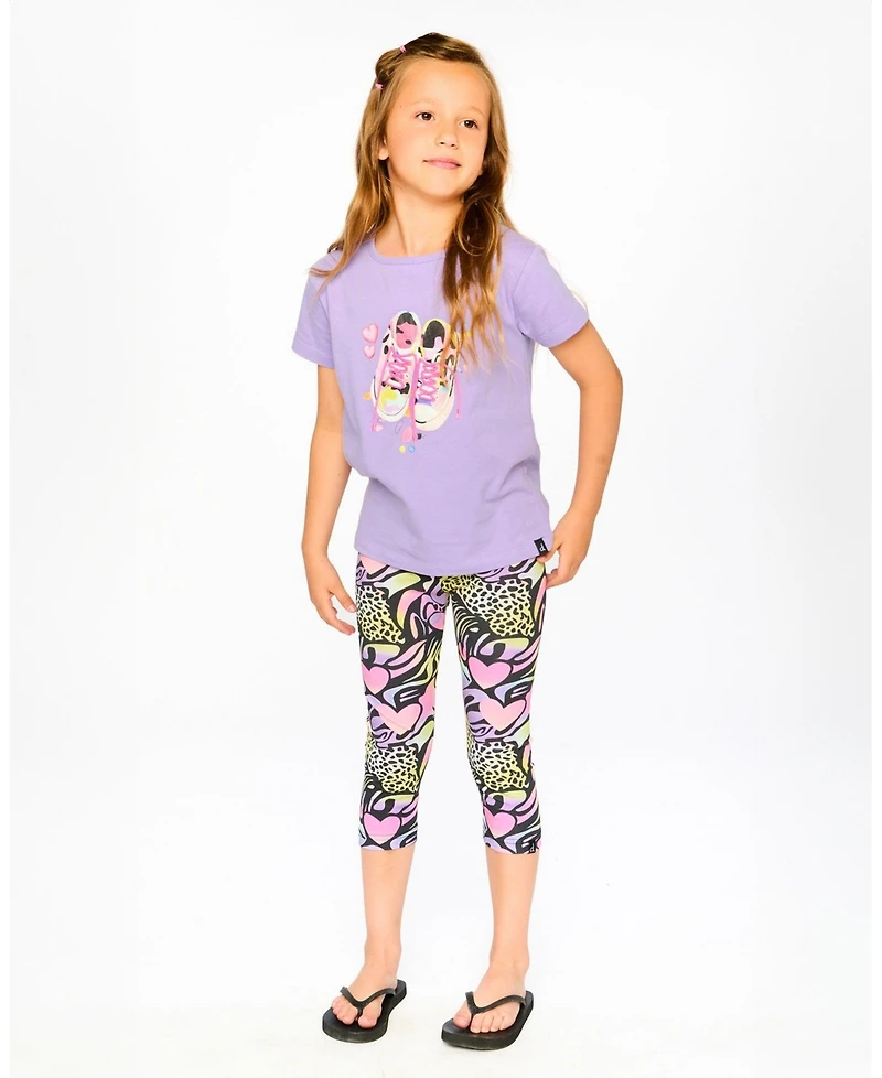 Deux par Big Girls ganic Cotton Jersey T-Shirt Mauve with Sneakers