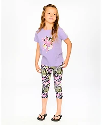 Deux par Big Girls ganic Cotton Jersey T-Shirt Mauve with Sneakers