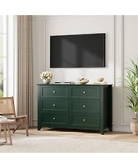 gaomon Green 6 Drawer Dresser for Bedroom, Large Dresser with Deep Drawers & Metal Knobs, Modern Wooden Chests of Drawers for Entryway, Hallway