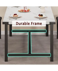 gaomon 3Pcs Dining Table Set for 4-6, 63" Extendable Thick Metal Frame Kitchen with 2 Upholstered Benches 6, Wooden Dinette