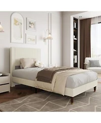 Gaomon Bed Frame With Headboard Corduroy Upholstered Platform Bed With Wooden Slats Support No Box Spring Needed Noise Free Easy Assembly