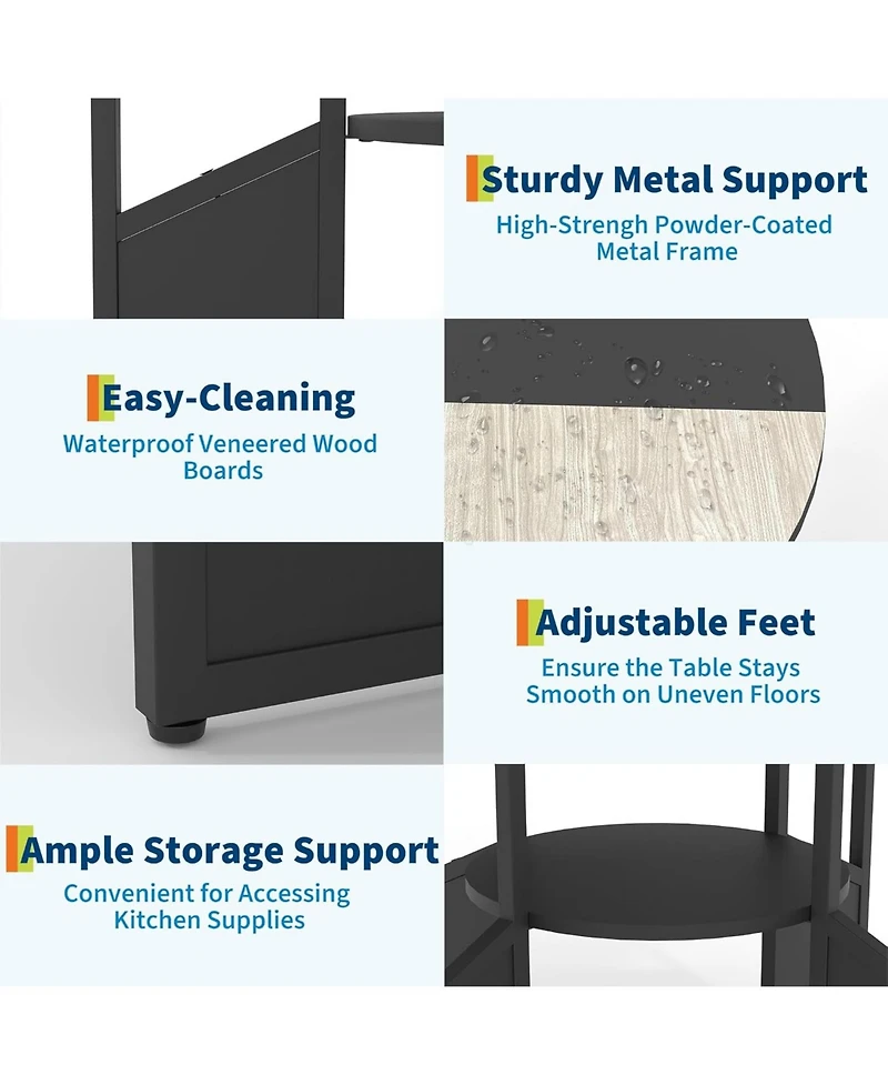 gaomon Round Dining Table Wood Kitchen & Room with Pedestal Base, Adjustable Feet, Space Saving Farmhouse Circle Dinner