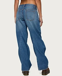 Edikted Women's Maiah Low Rise Barrel Jeans