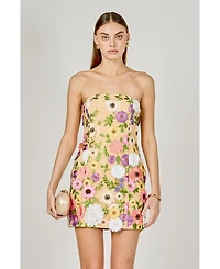 endless rose Women's Floral Embroidered mini Strapless Dress