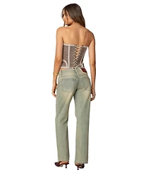 Edikted Women's Jaiden Houndstooth Plaid Corset