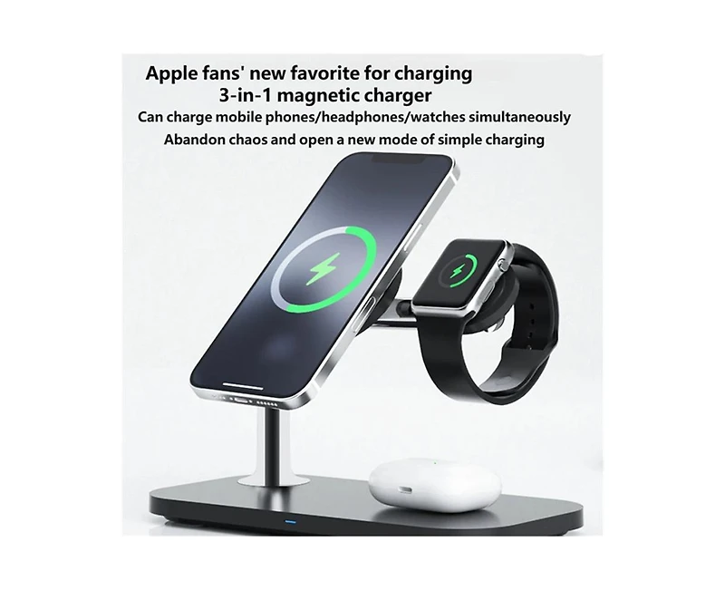 Risokeys 3-in-1 Magnetic Wireless Charger - Phone Stand Compatible with Apple iPhone 12/13 Wireless Chargers