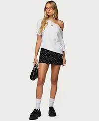 Edikted Women's Freada Polka Dot Denim Mini Skort