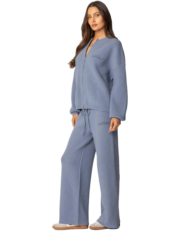 Edikted Women's Kris Ribbed Knit Zip Up Sweater