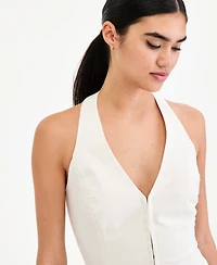 Bar Iii Women's Smocked-Back Linen-Blend Vest, Macy's Exclusive