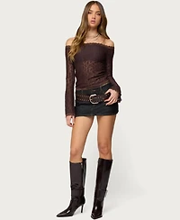 Edikted Women's Built Bra Off Shoulder Lace Top