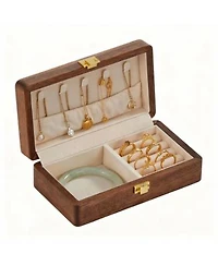 Yigii Solid Wood Travel Organizer Box Compact Brass Lock Premium Material