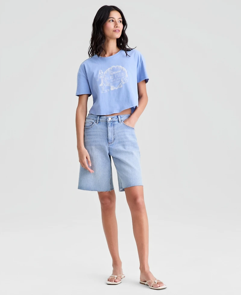 And Now This Women's Crop Mermaid Graphic Cotton T-Shirt, Macy's Exclusive