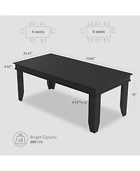gaomon 71" Dining Table for 6 to 8, Wood Rustic Kitchen with Eadge Trim, Large Rectangular Dinner Room, Home Office, Livin