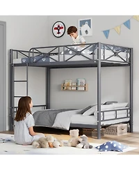 gaomon Metal Bunk Bed Twin Over Twin, Stable Heavy Duty Bed with Safety Guard Rails and Space-Saving Design, Steel Bed for School, Bedroom