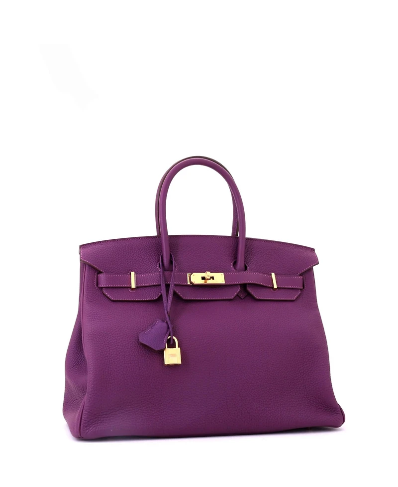 Pre-Owned HERMES Birkin 35 Handbag Purple Togo with Gold Hardware