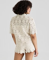 And Now This Women's Sequin Embellished Crochet Shirt, Macy's Exclusive