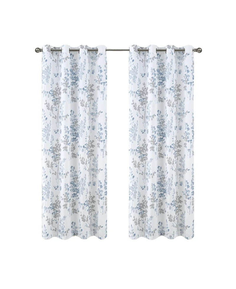 Olivia Gray 100% Polyester 140 Gsm Aiden Printed Textured Grommet Curtain Panel