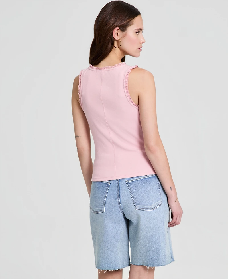 And Now This Women's Crocheted-Trim Ribbed Tank Top, Macy's Exclusive