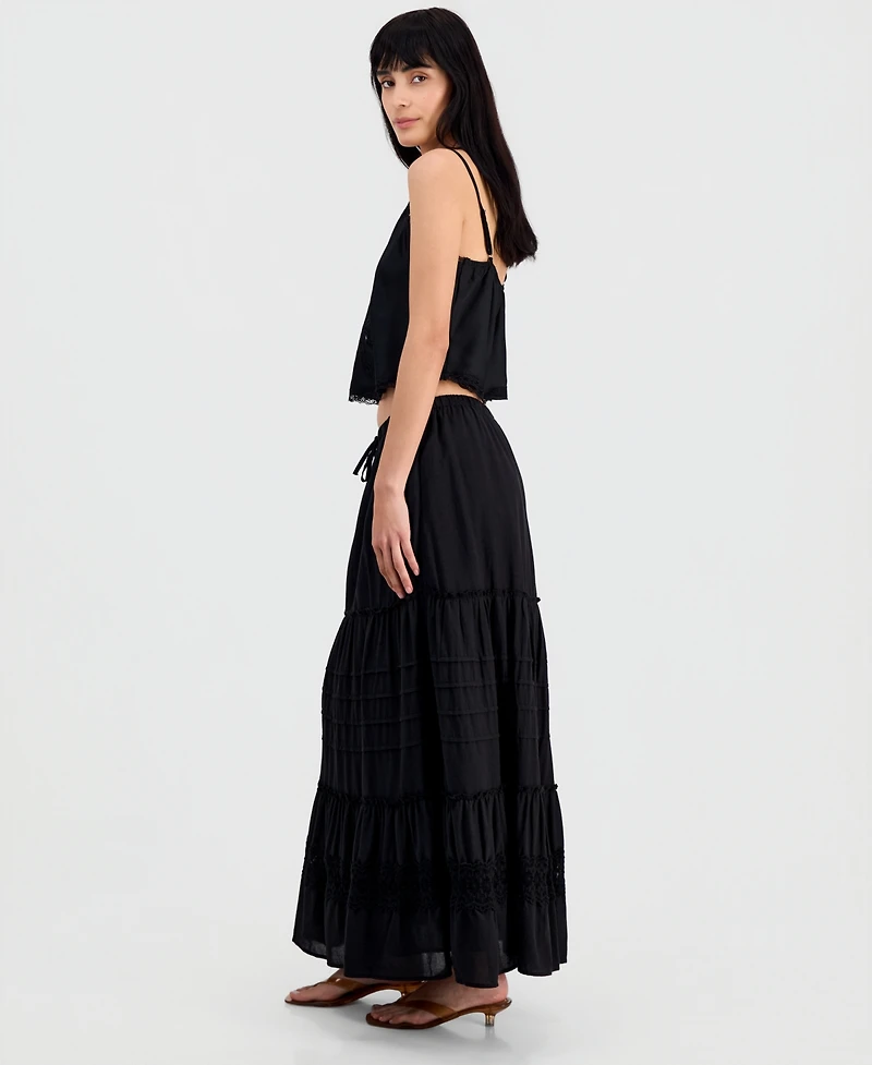 And Now This Juniors' Cotton Tiered Tie-Waist Maxi Skirt, Macy's Exclusive