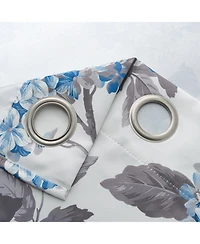 Olivia Gray 100% Polyester 200 Gsm Hydrangea Printed Blackout Grommet Curtain Panel 54" x 84"