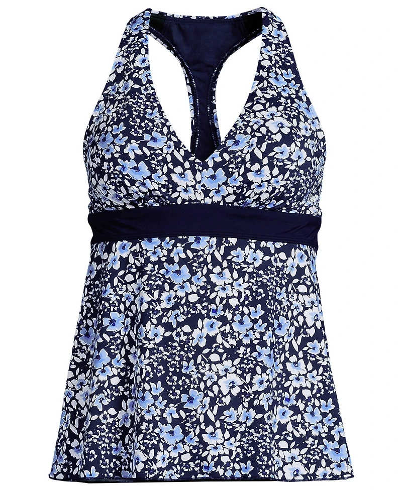 Lands' End Plus V-Neck Racerback Flutter Tankini Top