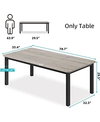 gaomon Industrial Long Dining Table for 6–8 People, 78.7 Inch Wooden Kitchen Table with Sturdy Metal Frame