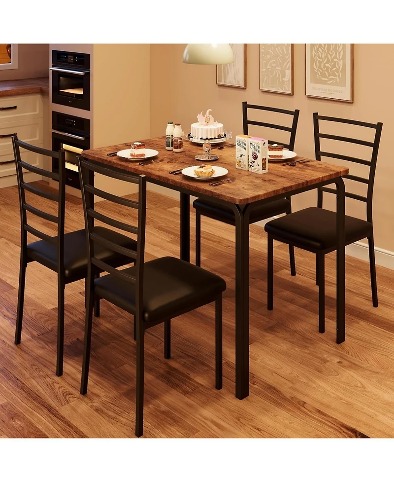 gaomon 5-Piece Dining Table Set for 4, Modern Rectangle Kitchen Table with Upholstered Chairs