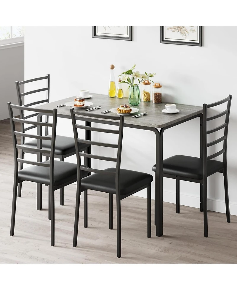 gaomon 5-Piece Dining Table Set for 4, Modern Rectangle Kitchen with Upholstered Chairs