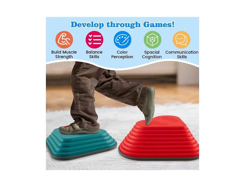 Slickblue 11-Piece Kids Stepping Stones Stackable Balance Blocks