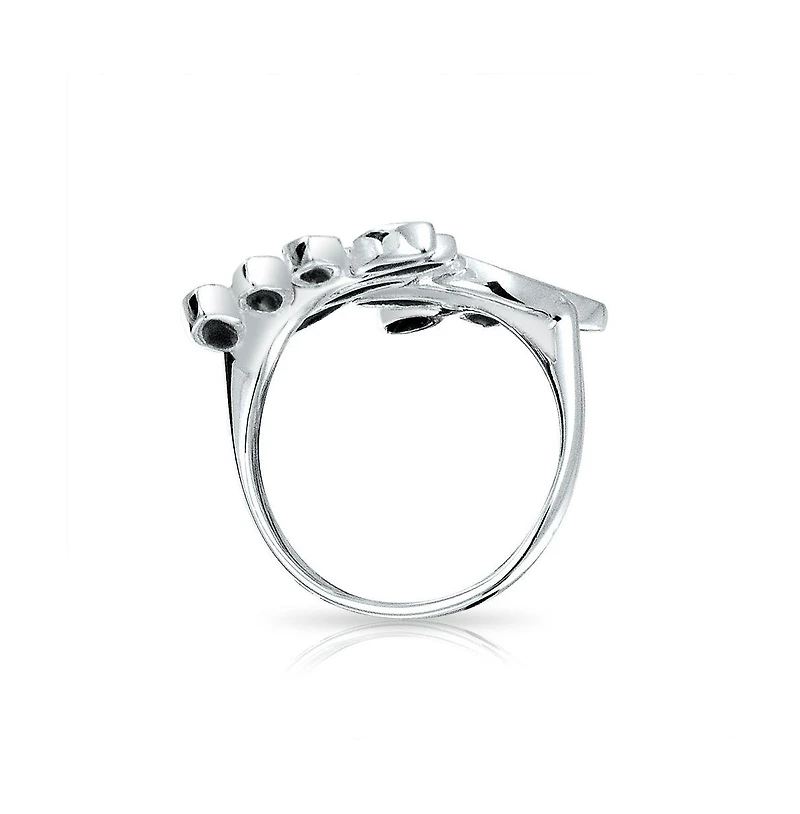 Bling Jewelry Rainbow Abalone Ivy Laurel Vine Leaf Bypass Full Finger Ring Sterling Silver