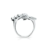 Bling Jewelry Rainbow Abalone Ivy Laurel Vine Leaf Bypass Full Finger Ring Sterling Silver