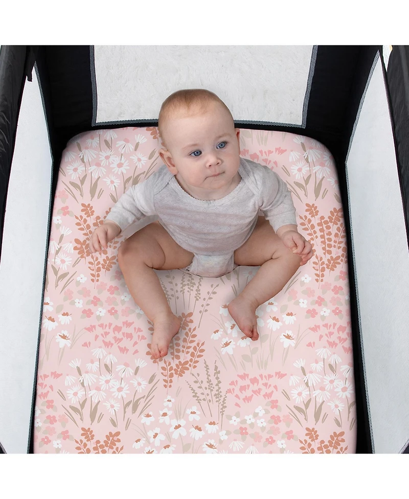 The Peanutshell Whimsical Floral 3-Pack Fitted Playard Sheets