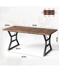 gaomon 70.9 Large Dining Room Table for 6, Rectangular Kitchen with Heavy Duty Metal Legs, Farmhouse Wooden Big Family
