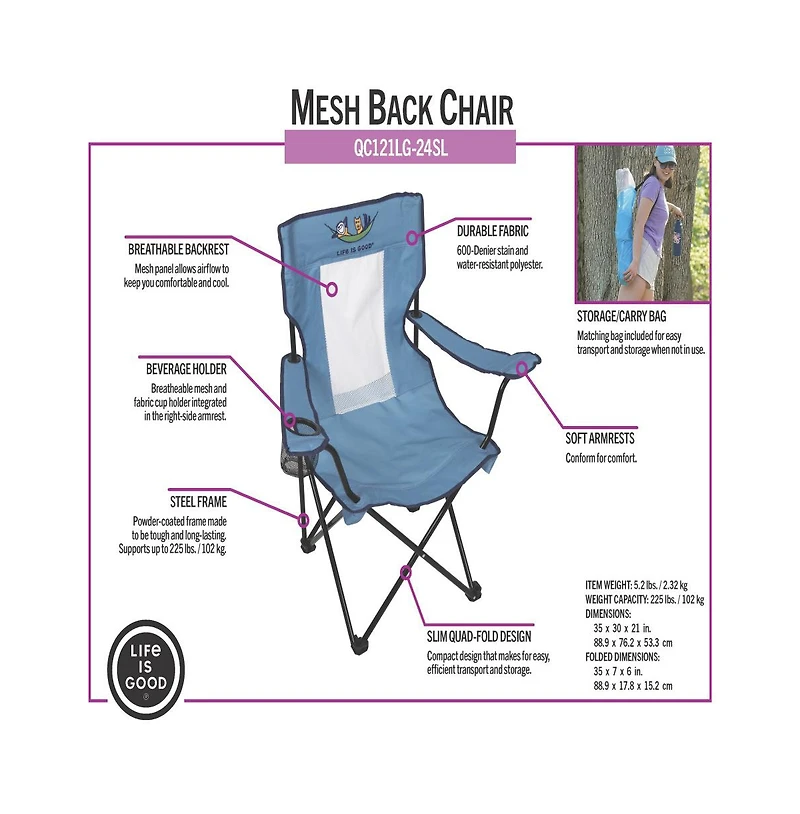 Camp & Go Life is Good Mesh Back Quad Chair