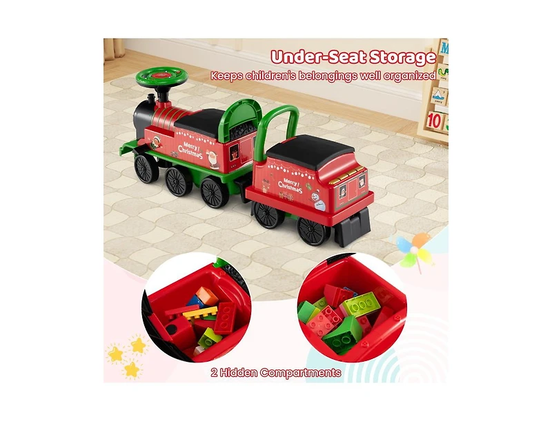 Slickblue Kids Ride On Train 6V 2 Seater Carriage Led Lights