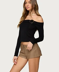 Edikted Women's Mazi Foldover Gathered Ring Top