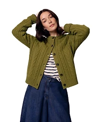 Celtic & Co. Women's Merino Wool Cable Knit Cardigan