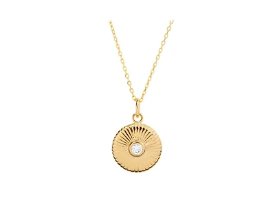 Little Sky Stone Palmer Sunburst Pendant Necklace in 14k Gold Finish