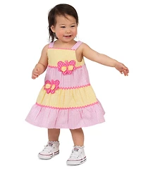 Rare Editions Baby Girls' Yellow Butterfly Applique Square Neck Dress and Panty, 2-Piece Set