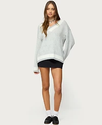 Edikted Women's Lila V Neck Cable Knit Sweater