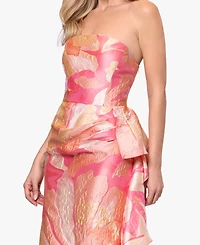 Betsy & Adam Women's Strapless Side Ruffle Ball Gown