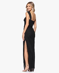 Betsy & Adam Women's Square Neck Ball Gown