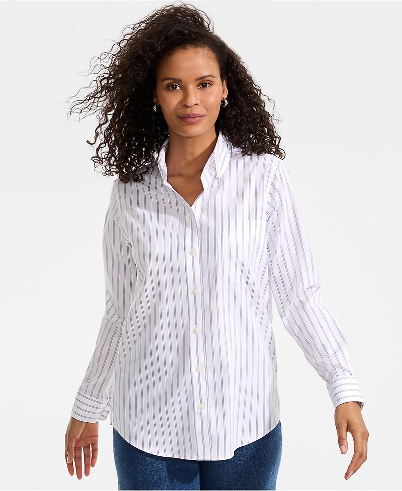 Lands' End Women's No Iron Pinpoint Mens Fit Shirt