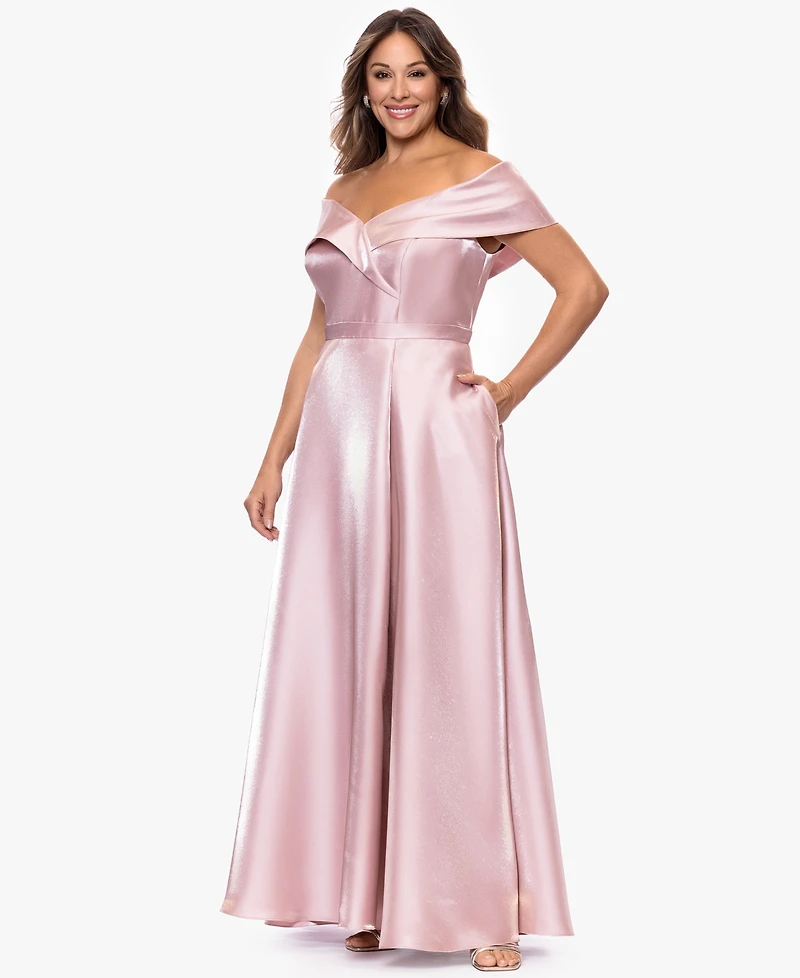 Xscape Plus-Size Sweetheart Off-The-Shoulder Ball Gown