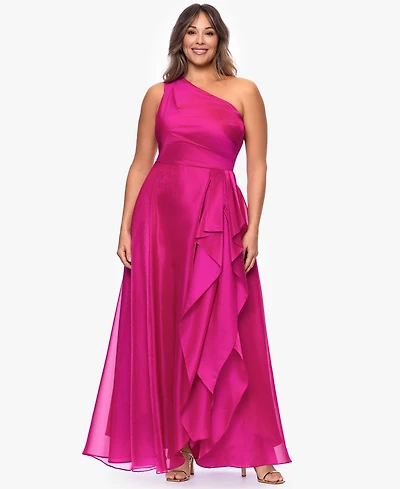 Xscape Plus One-Shoulder Organza Ball Gown